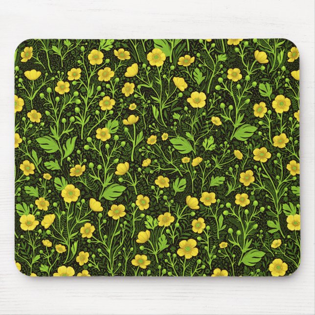 Buttercups auf schwarz mousepad (Vorne)