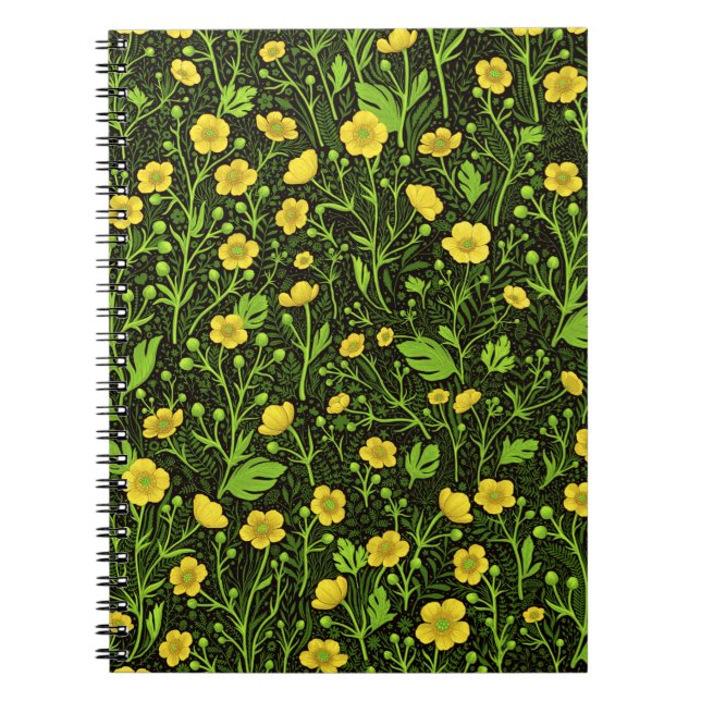 Buttercups auf schwarz notizblock (Vorderseite)