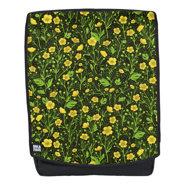 Buttercups auf schwarz rucksack (Vorderseite)