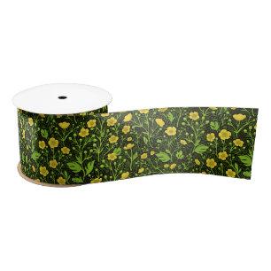 Buttercups auf schwarz satinband