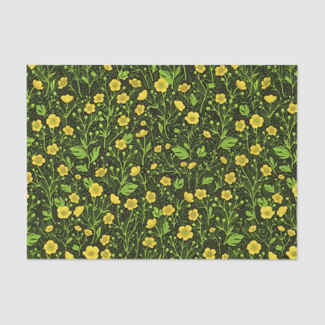 Buttercups auf schwarz seidenpapier (Vorderseite)