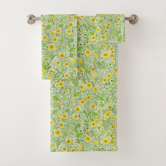 Buttercups auf weiß badhandtuch set (Insitu)
