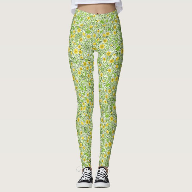 Buttercups auf weiß leggings (Vorderseite)