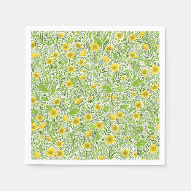 Buttercups auf weiß serviette (Vorderseite)