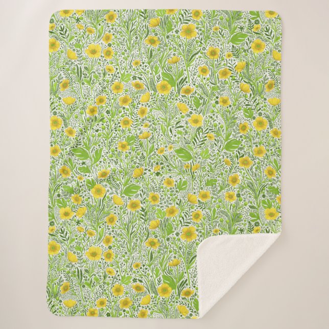Buttercups auf weiß sherpadecke (Vorderseite)