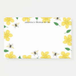 Buttercups & Bienen - Individuelle Name Post-it Klebezettel