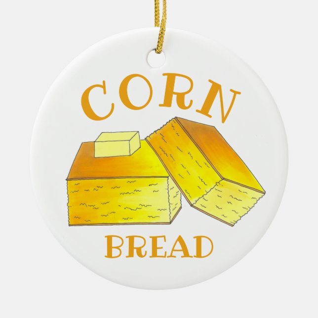 Buttered Cornbread Southern Soul Food Spoon Brot Keramik Ornament (Vorne)