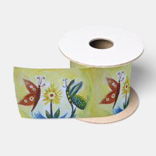 ButterfCustom 3 in Wide Satin Ribbon, 2 Yard Spool Satinband
