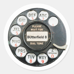 BUtterfield8, alte Telefonnummer, Text bearbeiten Runder Aufkleber