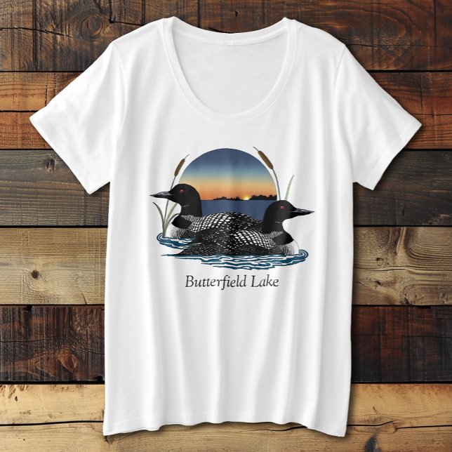 Butterfield Lake Loon Pair Große Größe T-Shirt (Von Creator hochgeladen)