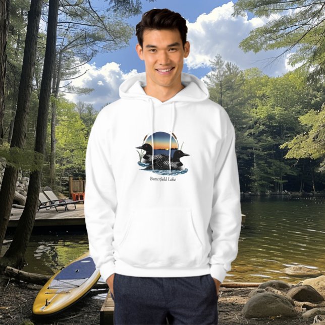 Butterfield Lake Loon Pair White Hoodie (Von Creator hochgeladen)