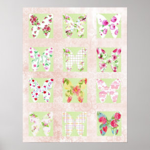 Butterfisch Blume Collage Poster