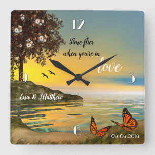 Butterfisch Liebe Sunset Lake Wall Uhr