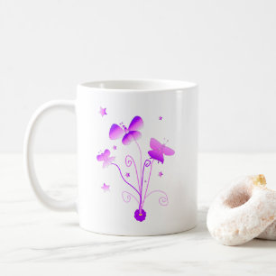 Butterfische Blume Rosa Lila Girly-Wirbel Kaffeetasse