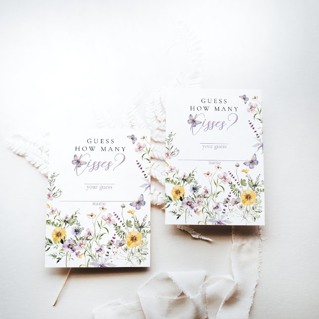 Butterflay Lila floral Brautparty Kisses Game Begleitkarte (Von Creator hochgeladen)