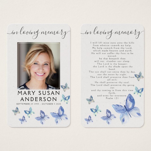 Butterflets Foto Beerdigung Gedenkkarte (Vorne & Hinten)
