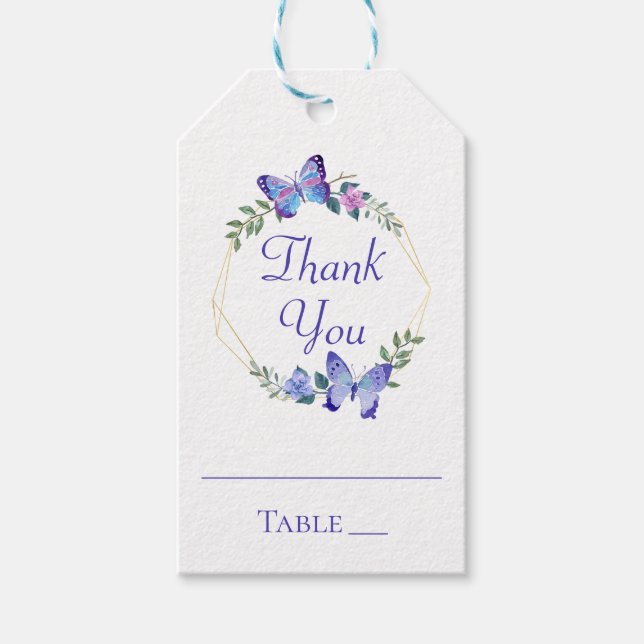 Butterfliegen Blue Butterfly Floral Escort Platzka Geschenkanhänger (Vorderseite)