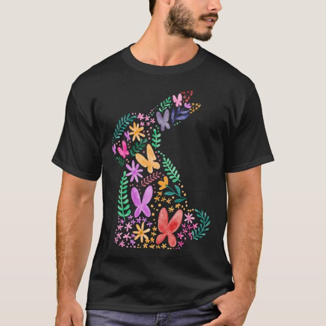 Butterfliegen Blume Osterhase Spaß für den Frühlin T-Shirt (Vorderseite)