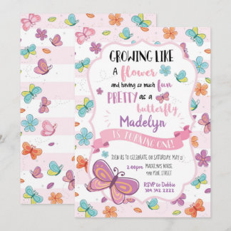 Butterfliegen Einladung zum ersten Geburtstag