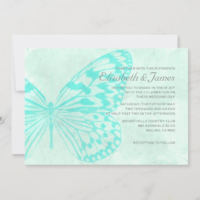Butterfliegen Einladungen zur Hochzeit (Vorderseite)