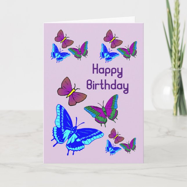 Butterfliegen Happy Birthday Card Karte (Vorderseite)