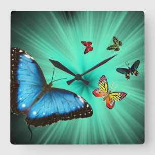 Butterfliegen Journey Wall Clock Quadratische Wanduhr
