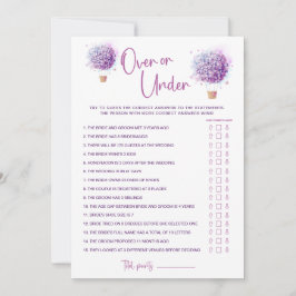 Butterfliegen Lilac Ballon Over & Under Game Card Einladung