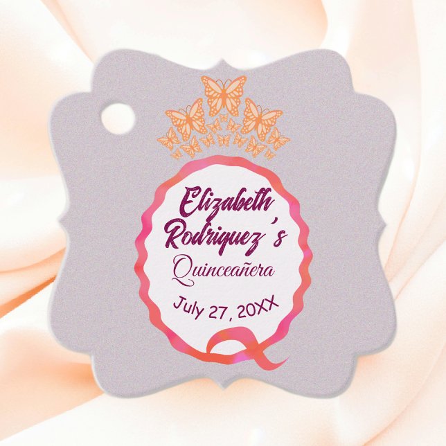 Butterfliegen Princess Tiara Crown Squiggle Quince Geschenkanhänger (Von Creator hochgeladen)