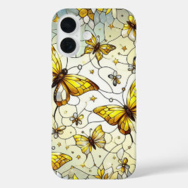 Butterfliegen Stain Glass Pattern iPhone 16 Hülle