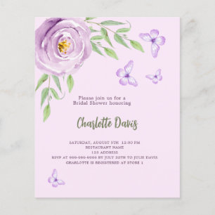 Butterfliegen violette Rose Bridal Dusche Einladun