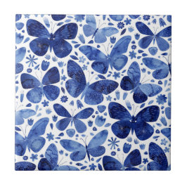 Butterfliegen Watercolor Blue Keramik Tile Fliese