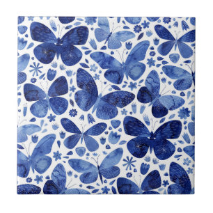 Butterfliegen Watercolor Blue Keramik Tile Fliese