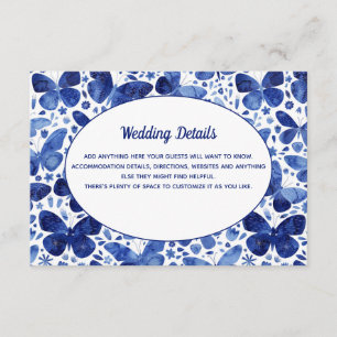 Butterfliegen Watercolor Blue Wedding Details Begleitkarte