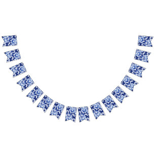 Butterfliegen Watercolor Indigo Blue Wimpelkette