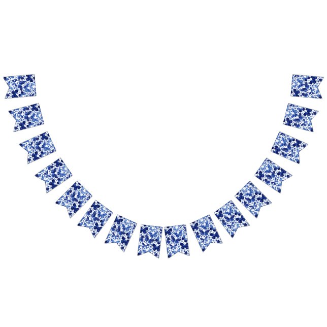 Butterfliegen Watercolor Indigo Blue Wimpelkette (Alle)