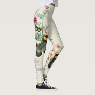 Butterfliegen Wildblumen Ephemera Romantische Vint Leggings