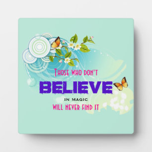 Butterflies and Flower Blossoms with Magic Quote Fotoplatte