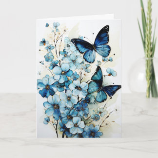 Butterflies and Flowers Blank Note Greeting Card Karte