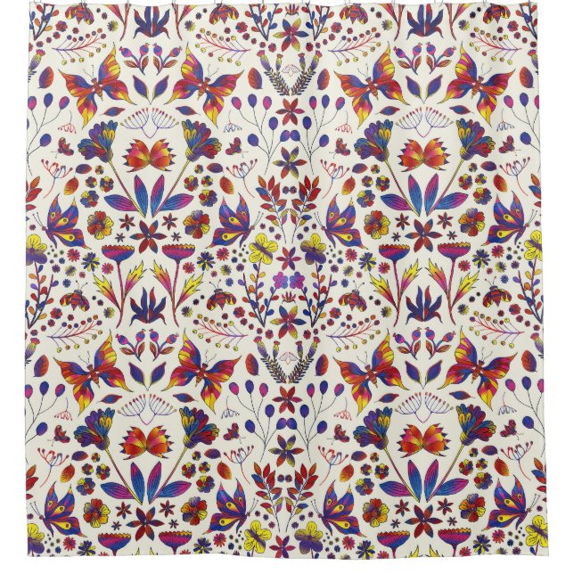 Butterflies and Flowers Duschvorhang (Vorderseite)