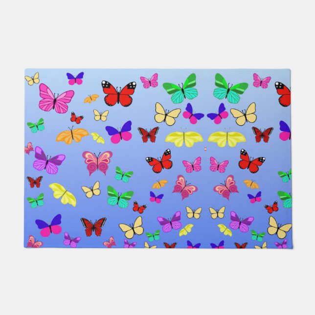 Butterflies Blau Fußmatte (Vorderseite)