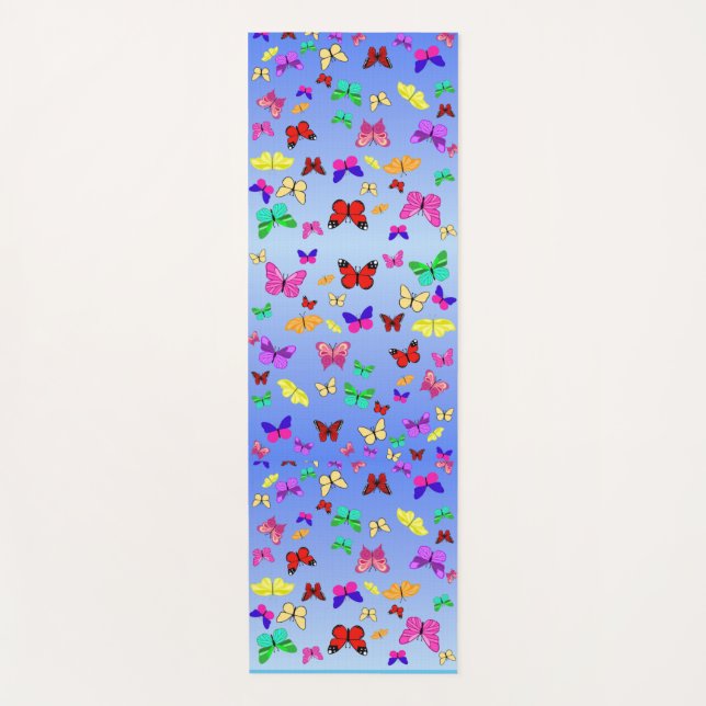 Butterflies Blau Yogamatte (Vorderseite)
