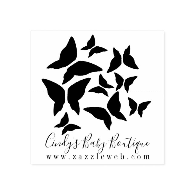 Butterflies Business Baby Boutique Closing Logo Gummistempel (Prägung)