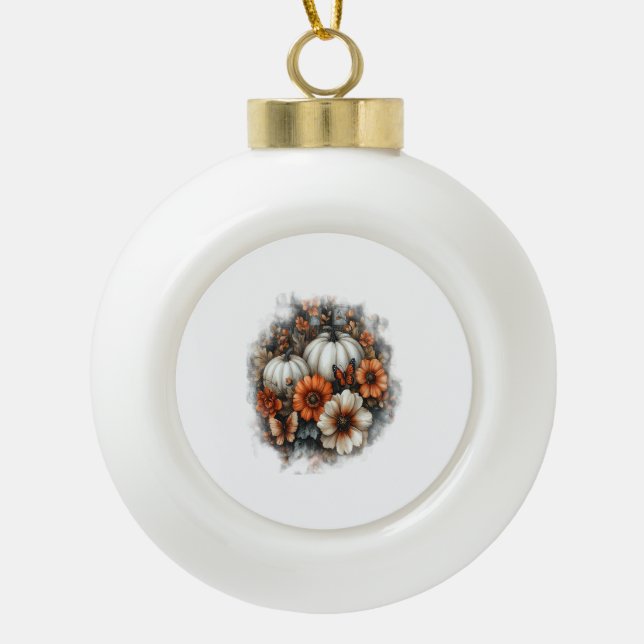 Butterflies Country Pumpkin Keramik Kugel-Ornament (Vorderseite)