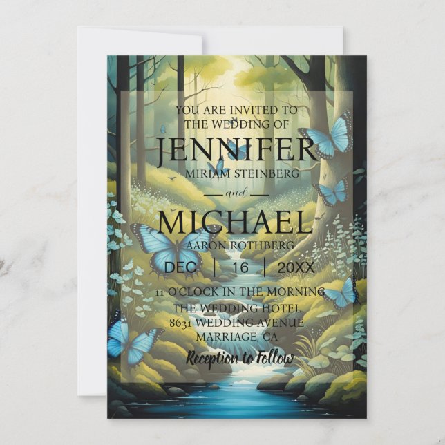 Butterflies Einladungen für klassische Hochzeiten (Vorderseite)