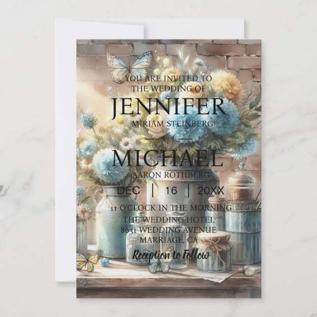 Butterflies Einladungen für klassische Hochzeiten (Vorderseite)