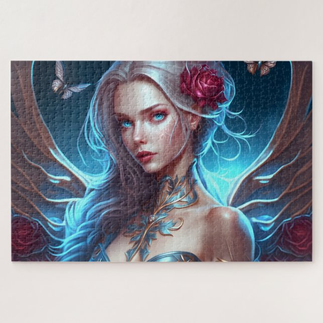 Butterflies Fantasy Fee Blumen schöne Kunst Puzzle (Horizontal)