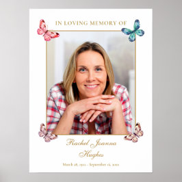 Butterflies Funeral Celebration Of Life Sign Poster