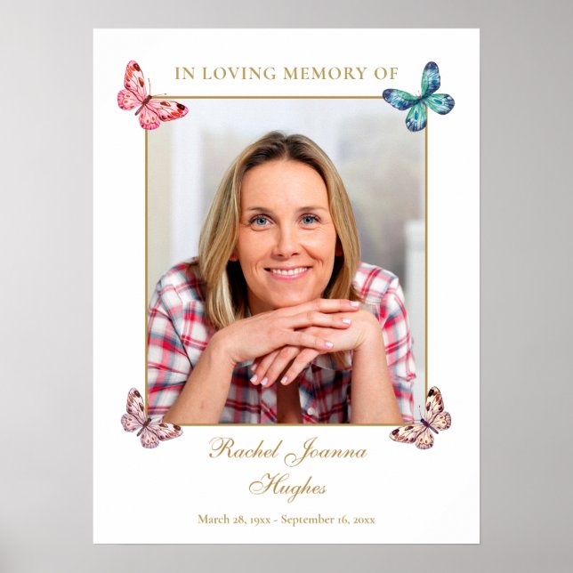 Butterflies Funeral Celebration Of Life Sign Poster (Vorne)