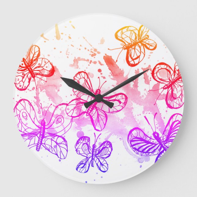 Butterflies Große Wanduhr (Vorderseite)