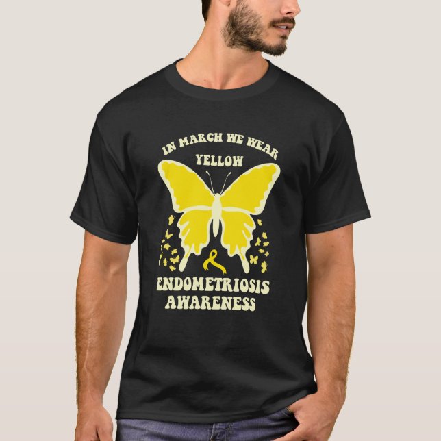 butterflies in march we wear yellow endometriosis  T-Shirt (Vorderseite)